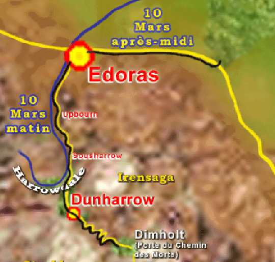 Thoden descend de Dunharrow  Edoras le 10 mars, puis prend la route vers Minas Tirith l'aprs-midi
