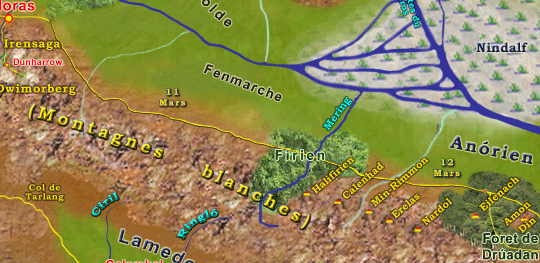 Le rassemblement de Rohan : l'arme de Thoden ira de Dunharroow, puis Edoras,  la fort de Firien, puis jusqu' la fort de Druadan en trois jours