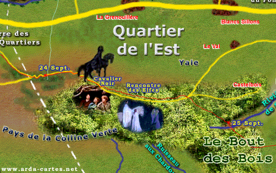 traverse de la Fort du Bout des Bois. Apparition du cavalier noir et rencontre des elfes.