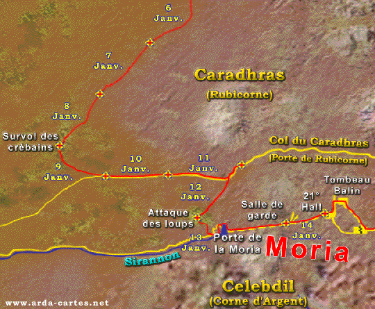 du col de Caradhras  la Moria, au tombeau de Balin