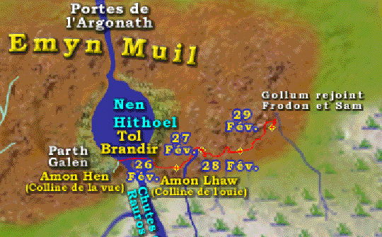 Frodon et Sam quittent Parth Galen et traversent l'Emyn Muil